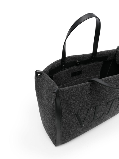 Shop Valentino Vltn Shopper Felt Tote Bag In Grey