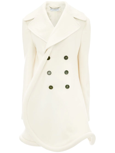 Shop Jw Anderson Bumper-tube Wool-blend Peacoat In White