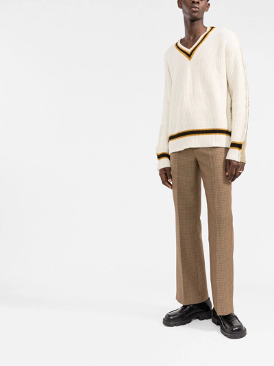 Marni V-neck Knitted Jumper In Multicolor