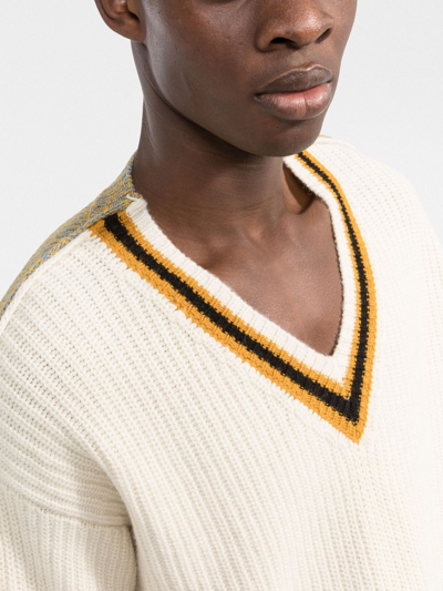 Marni V-neck Knitted Jumper In Multicolor
