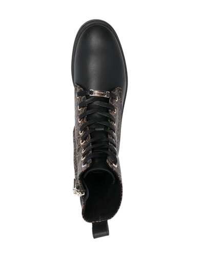 Calvin Klein Lace-up Monogram Biker Boots In Schwarz