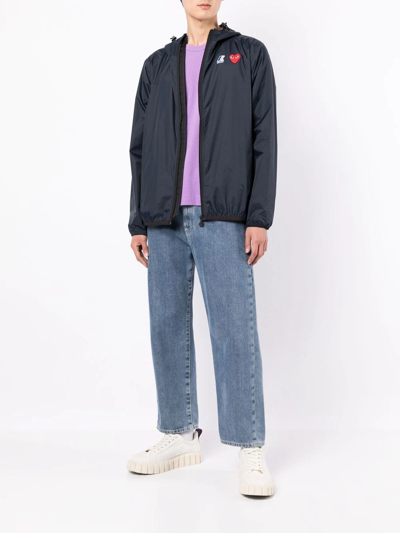 Shop Comme Des Garçons Play X K-way Zipped Hooded Jacket In Blue