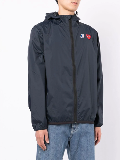 Shop Comme Des Garçons Play X K-way Zipped Hooded Jacket In Blue