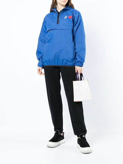 Comme Des Garçons Play X K-way Nylon Water-resistant Half-zip Jacket In Blue