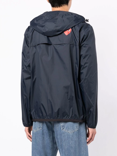 Shop Comme Des Garçons Play X K-way Zipped Hooded Jacket In Blue