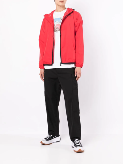 Shop Comme Des Garçons Play X K-way Zipped Hooded Jacket In Red