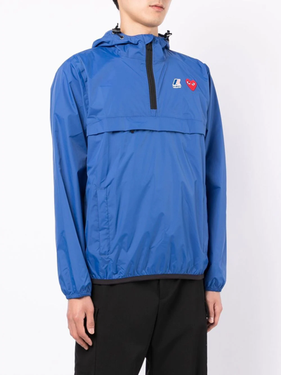 Comme Des Garçons Play X K-way Nylon Water-resistant Half-zip Jacket In Blue