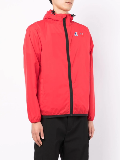 Shop Comme Des Garçons Play X K-way Zipped Hooded Jacket In Red