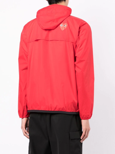 Shop Comme Des Garçons Play X K-way Zipped Hooded Jacket In Red