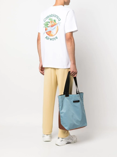 Shop Casablanca Orbite Autour De L'orange-print Short-sleeve T-shirt In Weiss