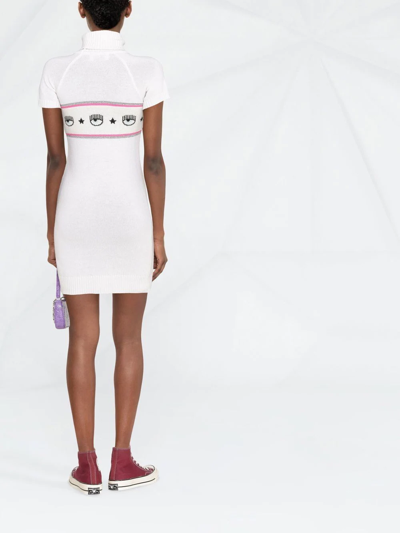 Shop Chiara Ferragni Logo-intarsia Knitted Dress In White