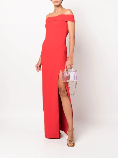 Shop Solace London Martina Off-shoulder Gown In Red