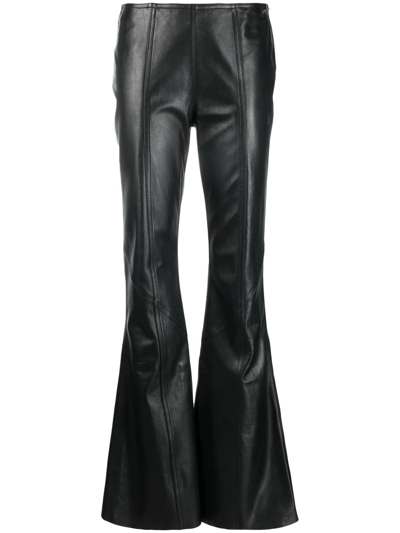 Alberta Ferretti Flared-leg Leather Trousers In Schwarz