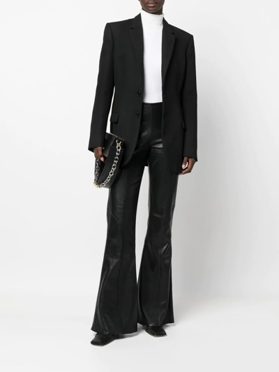 Alberta Ferretti Flared-leg Leather Trousers In Schwarz