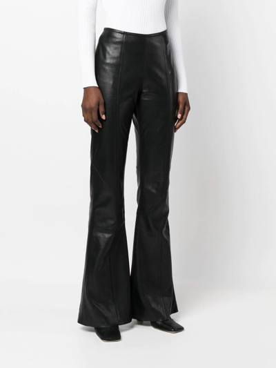 Alberta Ferretti Flared-leg Leather Trousers In Schwarz