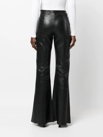 Alberta Ferretti Flared-leg Leather Trousers In Schwarz