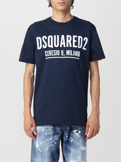 Shop Dsquared2 Ceresio 9  Cotton T-shirt In Navy