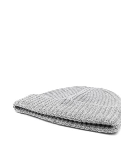 Shop There Was One Ribbed Wool Beanie In Grey