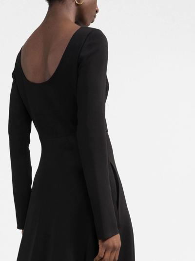 Shop There Was One Flared Long-sleeved Midi Dress In Black