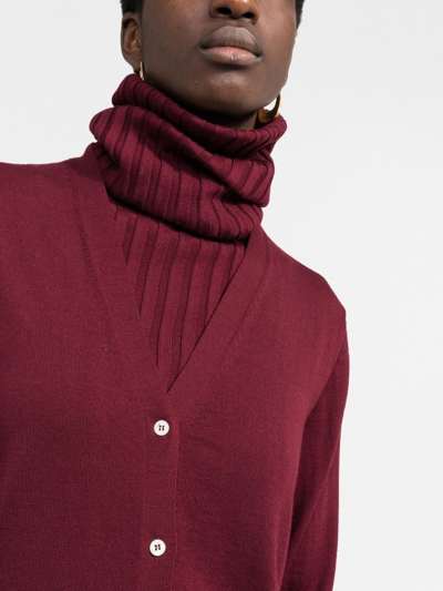 Shop There Was One V-neck Wool Cardigan In Red