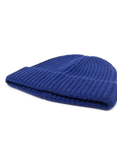 Shop There Was One Ribbed Wool Beanie In Blue