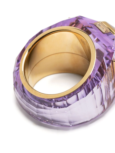 Shop Swarovski Chroma Tone Cocktail Ring In Purple