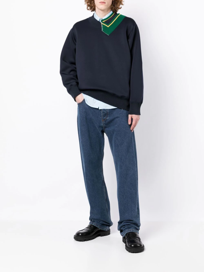 Shop Kolor Contrasting-collar Detail Sweatshirt In Blue