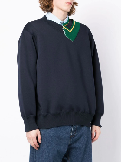 Shop Kolor Contrasting-collar Detail Sweatshirt In Blue