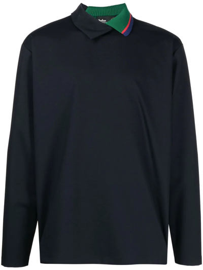 Shop Kolor Contrasting-collar Detail Sweatshirt In Blue