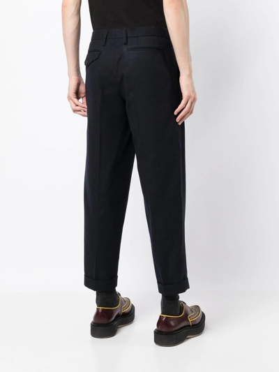 Shop Kolor Tapered Cropped Trousers In Blue