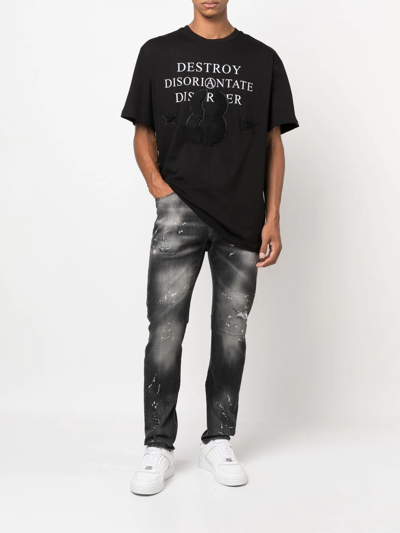 Shop John Richmond Slogan-print T-shirt In Schwarz