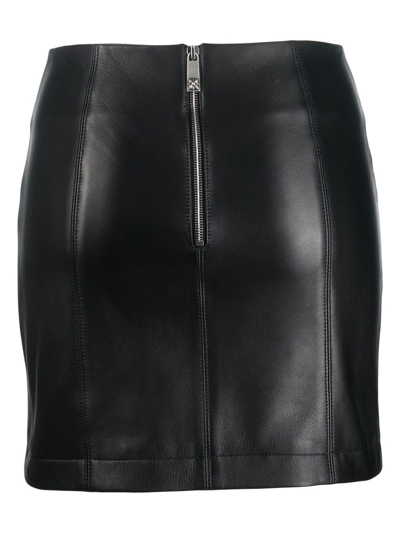 Shop John Richmond Eyelet-detailed Leather Mini Skirt In Black