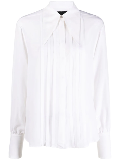 Shop John Richmond Oversized Pointed-collar Long-sleeve Shirt In White