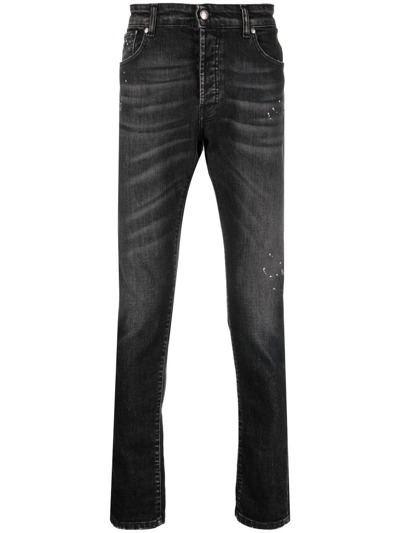 Shop John Richmond Low-rise Slim-cut Jeans In Black