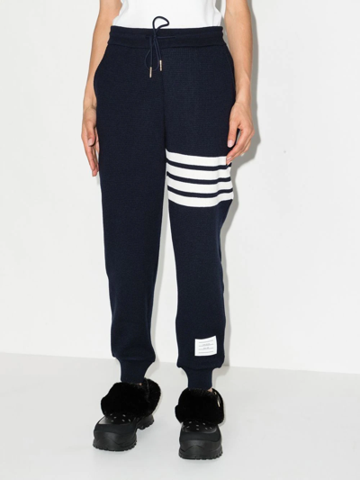 Thom Browne Intarsia Stripes Cotton Sweatpants In Blue