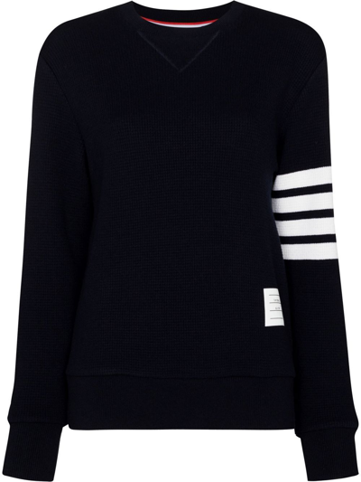 Shop Thom Browne 4-bar Crew-neck Sweatshirt In Blue