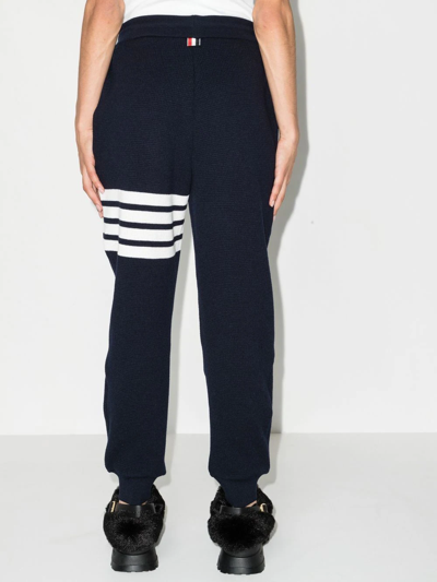 Thom Browne Intarsia Stripes Cotton Sweatpants In Blue