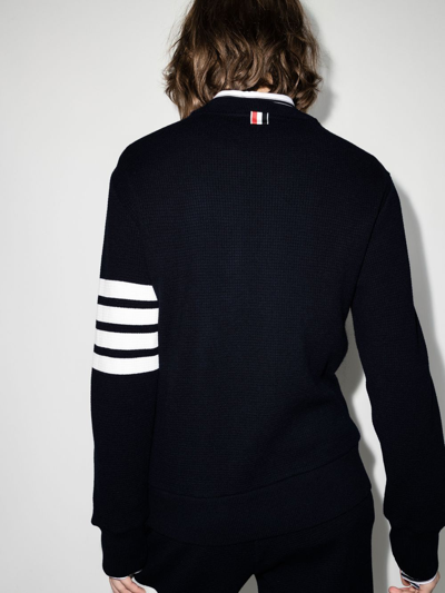 Shop Thom Browne 4-bar Crew-neck Sweatshirt In Blue