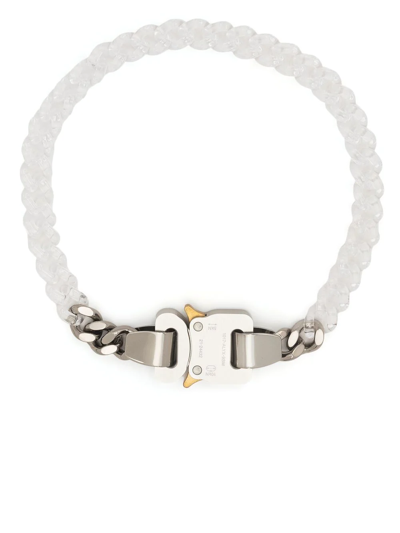 Alyx Silver & White Ceramic Buckle Chain Necklace In Nude