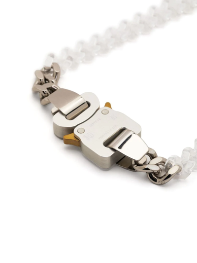 Alyx Silver & White Ceramic Buckle Chain Necklace In Nude