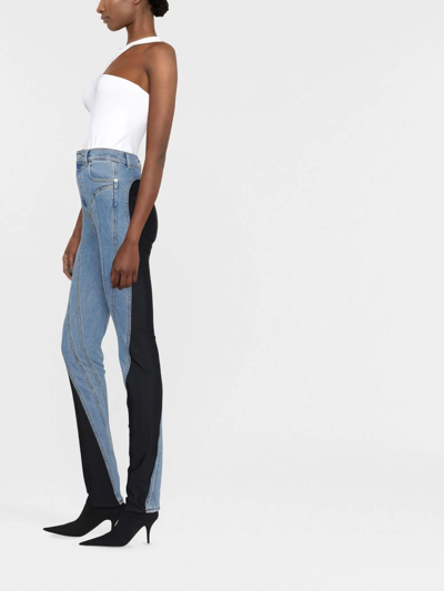 Shop Mugler Colour-block Skinny Jeans In Blue