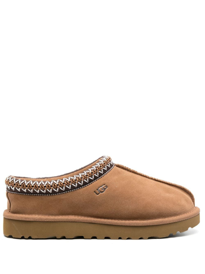 Ugg Tasman Mens Suede Slip On Sheepskin Slippers In Neutrals