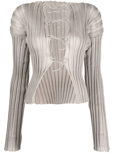 Shop A. Roege Hove Ribbed Front Lace-up Fastening Jumper In Nude