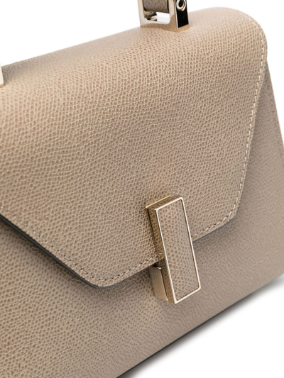 Shop Valextra Grained-leather Crossbody Bag In Neutrals