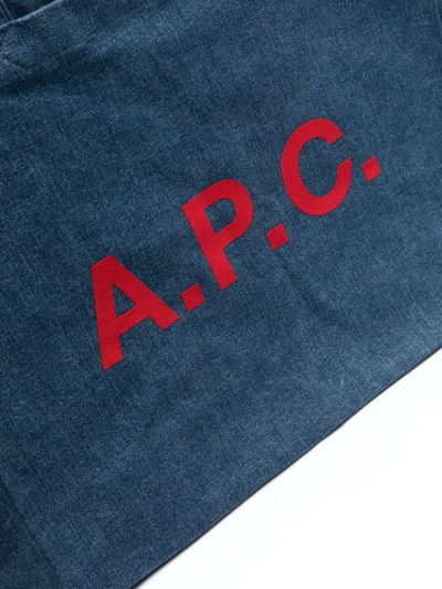 Shop Apc Logo-print Tote Bag In Blau