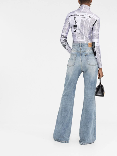 Shop Balenciaga Faded-effect Flared Jeans In Blue