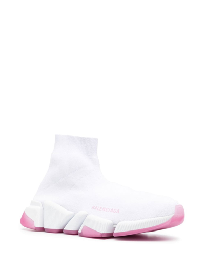 Balenciaga Speed 2.0 Transparent Sole Sock Sneaker In Weiss