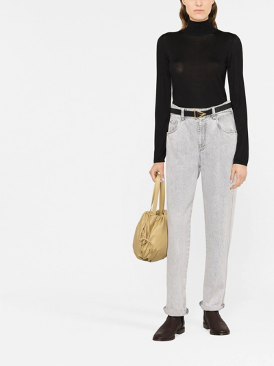 Brunello Cucinelli Roll-neck Tonal Jumper In Schwarz