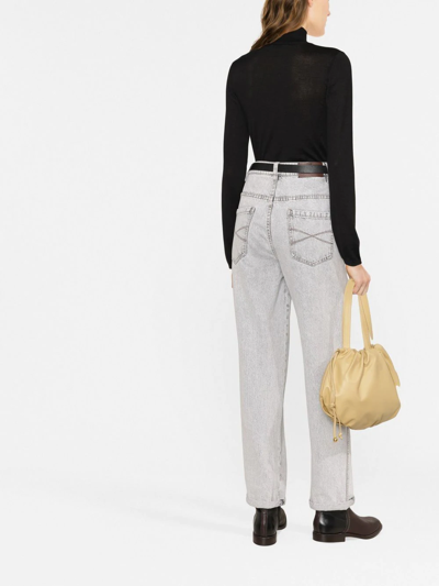 Brunello Cucinelli Roll-neck Tonal Jumper In Schwarz