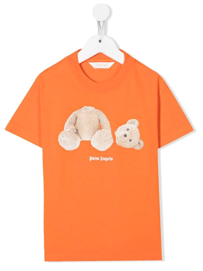 Shop Palm Angels Teddy Bear Cotton T-shirt In Orange